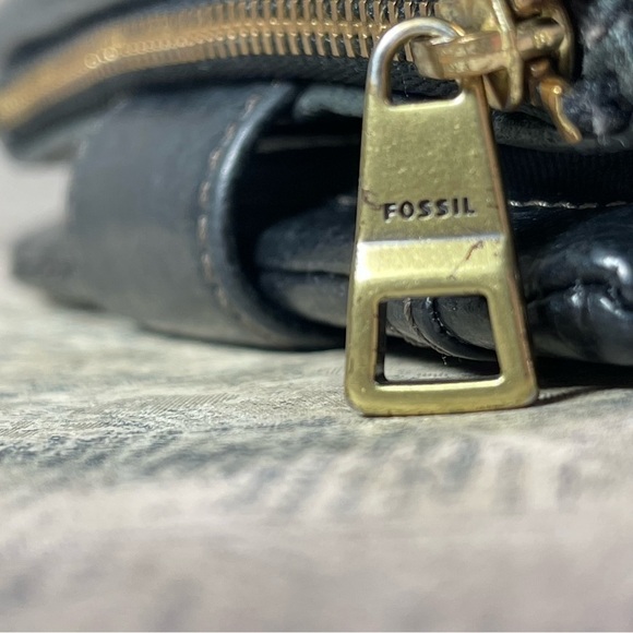 Fossil Black Distressed Buffalo Leather Women's Wallet Multifunctional - Picture 12 of 13